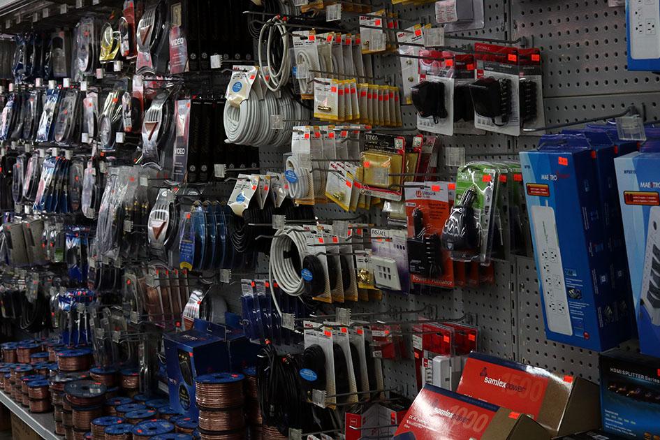 Cables, wires, power bars, surge protectors and accessories.